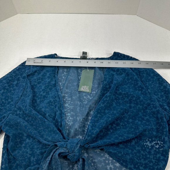 Wild Fable Women's Size Medium Blouse Tie Front Long Sleeve Dark Teal New - Picture 8 of 12